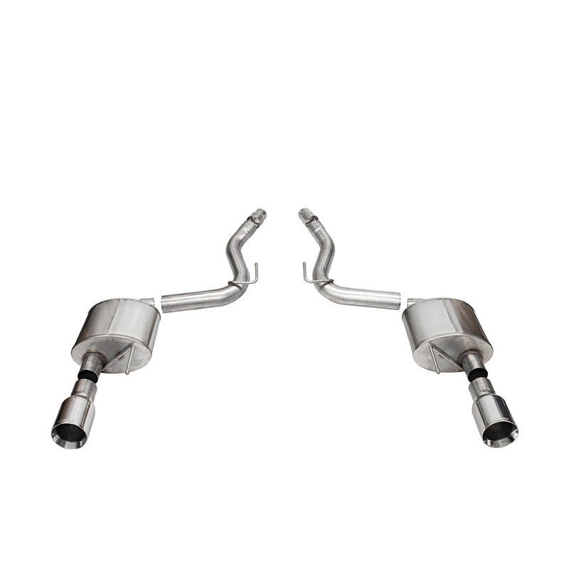 CORSA | 3.0in. Dual Rear Exit Axle-Back Exhaust System with 4.5in. Polished Straight Cut - Mustang 5.0L 2024-2025