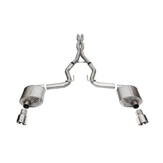 CORSA | 3.0in. Dual Rear Exit Cat-Back Exhaust System with 4.5in. Polished Pro Series Ti - Mustang 5.0L 2024-2025