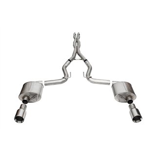 CORSA | 3.0in. Dual Rear Exit Cat-Back Exhaust System with 4.5in. Polished Straight Cut - Mustang 5.0L 2024-2025