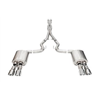 CORSA | 3.0in. Dual Rear Exit Cat-Back with Twin 4.0in. Polished Pro-Series Tips - Mustang 5.0L 2024-2025