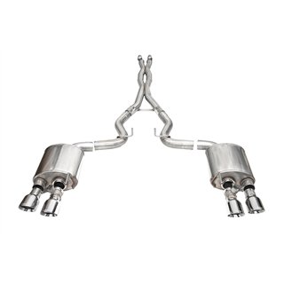 CORSA | 3.0in. Dual Rear Exit Cat-Back with Twin 4.5in. Polished Slash Pro-Series Tips - Mustang 5.0L 2024-2025