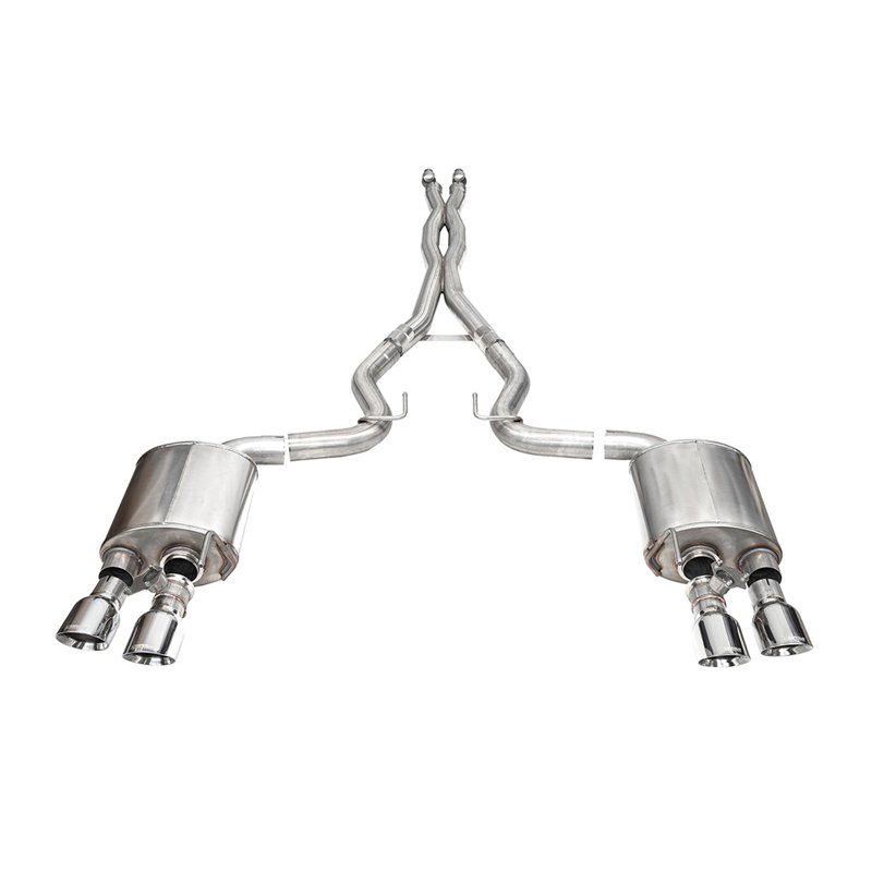 CORSA | 3.0in. Dual Rear Exit Cat-Back with Twin 4.5in. Polished Slash Pro-Series Tips - Mustang 5.0L 2024-2025