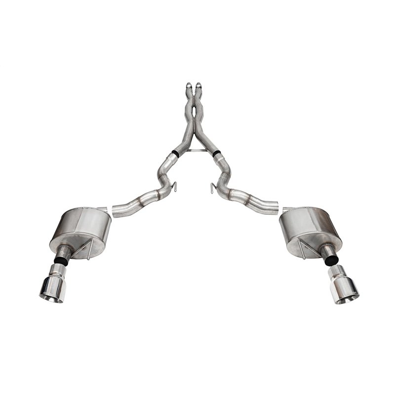 CORSA | 3.0in. Dual Rear Exit Cat-Back Exhaust System with 4.5in. Polished Pro Series Ti - Mustang 5.0L 2024-2025