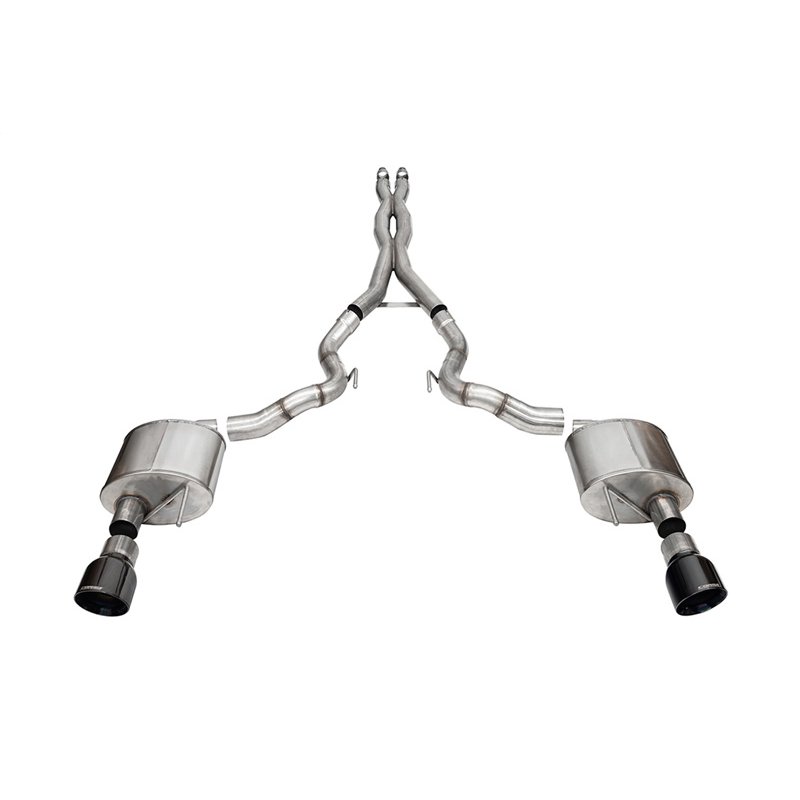 CORSA | 3.0in. Dual Rear Exit Cat-Back Exhaust System with 4.5in. Black PVD Pro Series T - Mustang 5.0L 2024-2025
