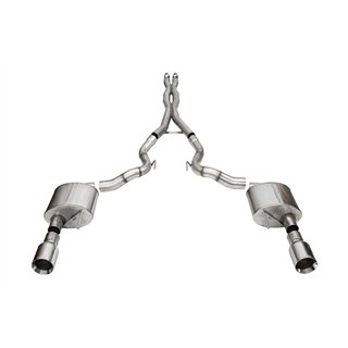 CORSA | 3.0in. Dual Rear Exit Cat-Back Exhaust System with 4.5in. Polished Straight Cut - Mustang 5.0L 2024-2025
