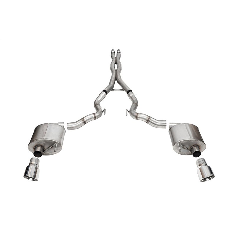 CORSA | 3.0in. Dual Rear Exit Cat-Back Exhaust System with 4.5in. Polished Pro Series Ti - Mustang 5.0L 2024-2025