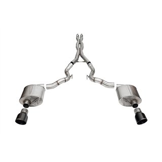 CORSA | 3.0in. Dual Rear Exit Cat-Back Exhaust System with 4.5in. Black PVD Pro Series T - Mustang 5.0L 2024-2025