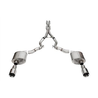 CORSA | 3.0in. Dual Rear Exit Cat-Back Exhaust System with 4.5in. Polished Straight Cut - Mustang 5.0L 2024-2025