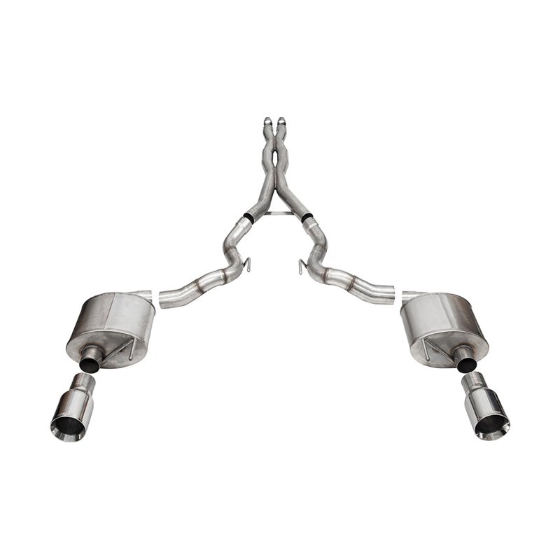 CORSA | 3.0in. Dual Rear Exit Cat-Back Exhaust System with 4.5in. Polished Straight Cut - Mustang 5.0L 2024-2025