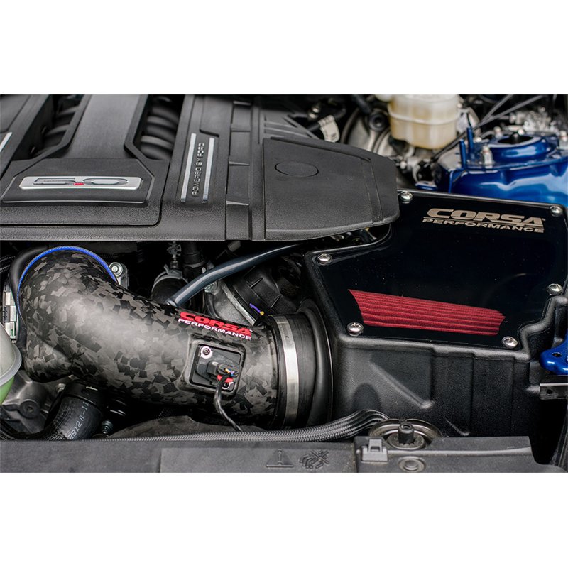 CORSA | Performance Closed Box Air Intake with Matte Forged Carbon Fiber Air Duct - Mustang GT / GT Premium 5.0L 2018-2023
