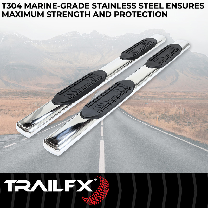 TrailFX | 6 Inch Oval Straight Pol Stainless Steel Frame Body Mount Bolts - Chevrolet / GMC 2001-2014