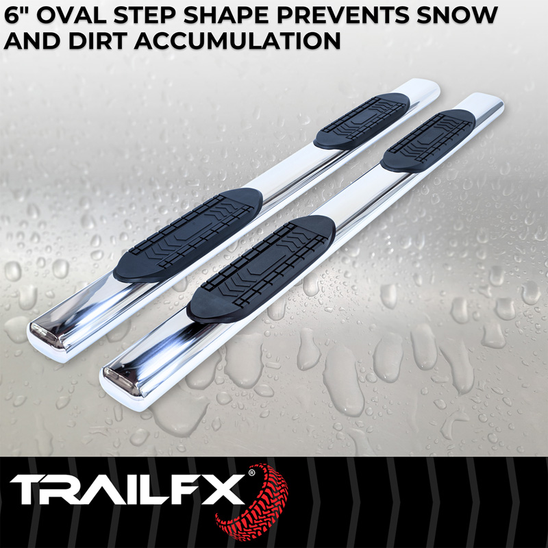 TrailFX | 6 Inch Oval Straight Pol Stainless Steel Frame Body Mount Bolts - Chevrolet / GMC 2001-2014