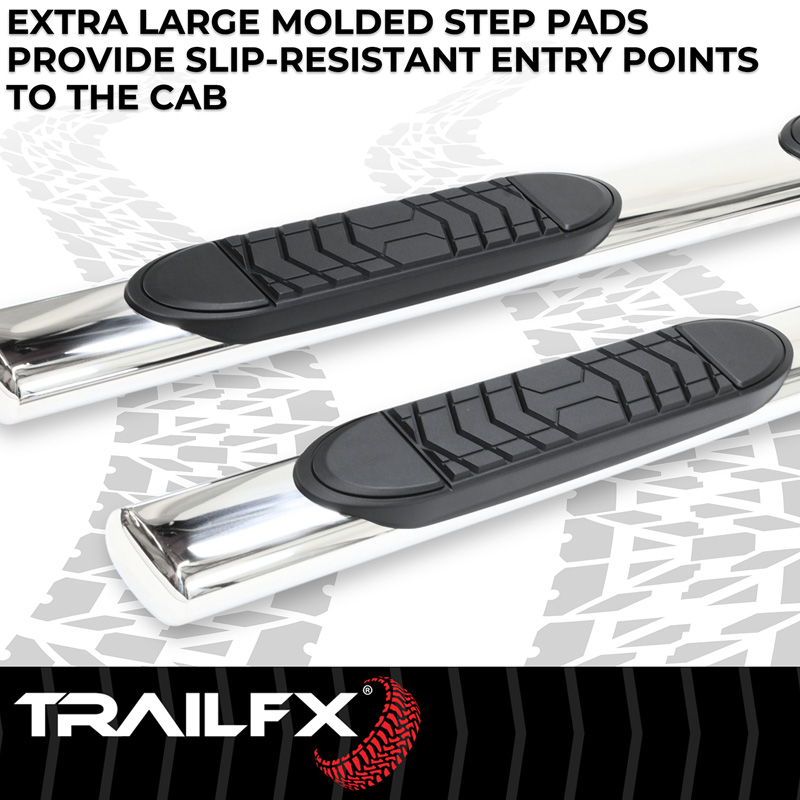 TrailFX | 5 Inch Oval Straight Pol Stainless Steel Rocker Panel Mount - F-250 / F-350 2000-2016