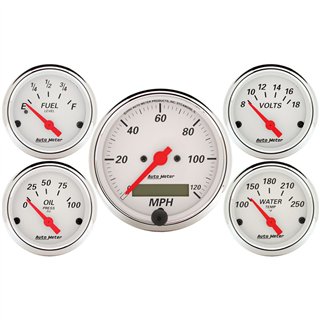AutoMeter | GAUGE KIT, 5 PC., 3 1/8" & 2 1/16", ELEC. SPEEDOMETER, ARCTIC WHITE