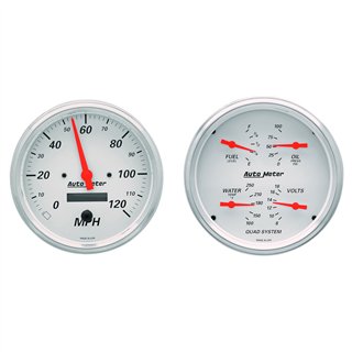 AutoMeter | GAUGE KIT, 2 PC., QUAD & SPEEDOMETER, 5", ARCTIC WHITE