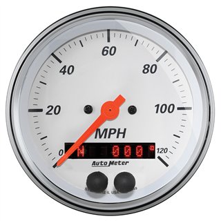 AutoMeter | GAUGE, SPEEDOMETER, 3 3/8", 120MPH, GPS, ARCTIC WHITE
