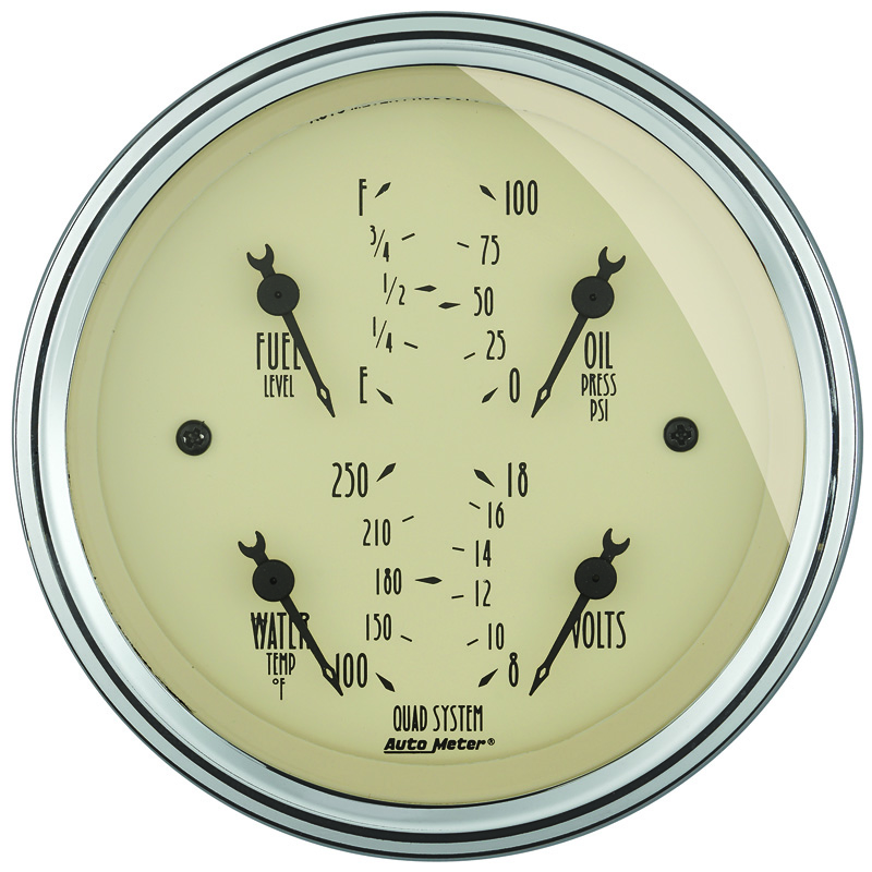 AutoMeter | GAUGE, QUAD, 3 3/8", 240OE-33OF, ELEC, ANTIQUE BEIGE