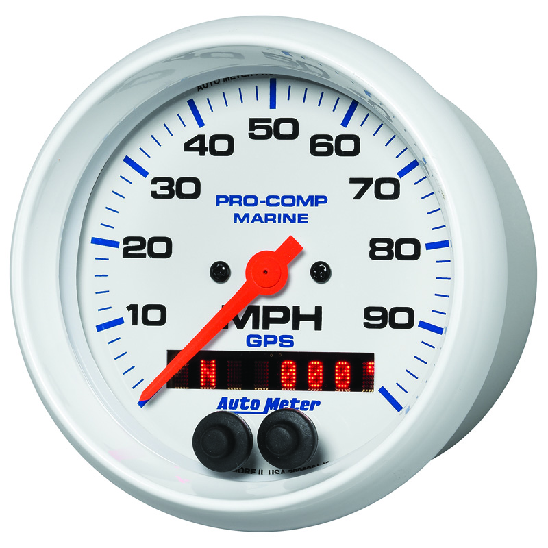 AutoMeter | GAUGE, SPEEDOMETER, 3 3/8", 100MPH, GPS, MARINE WHITE