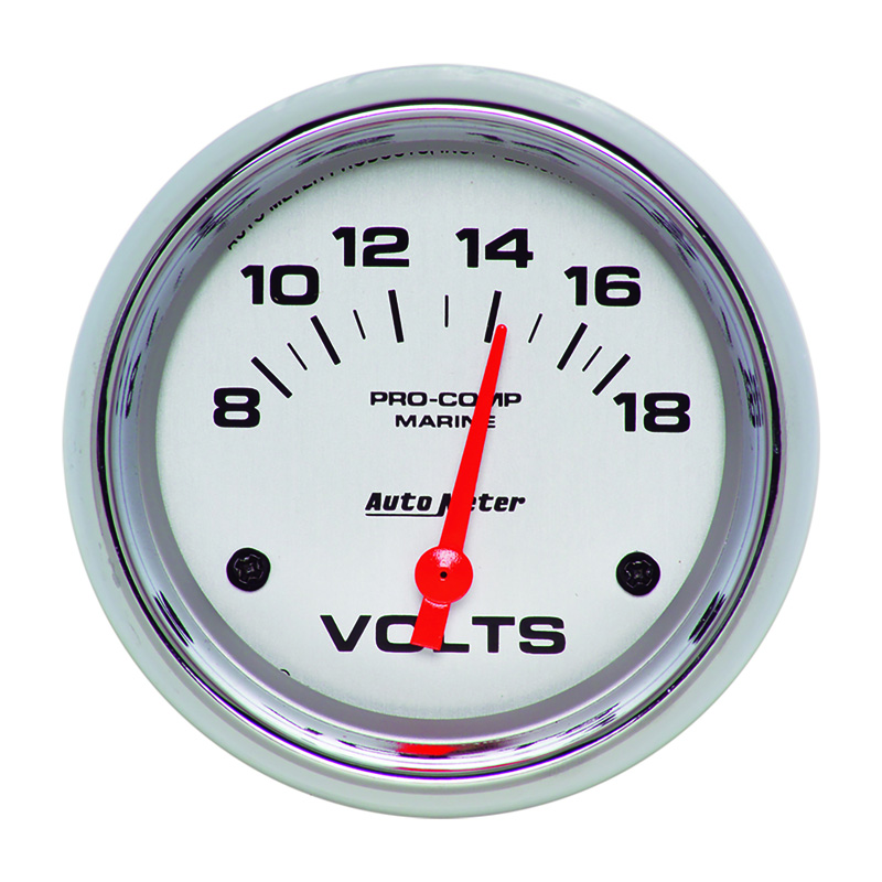 AutoMeter | GAUGE, VOLTMETER, 2 5/8", 18V, ELECTRIC, MARINE CHROME