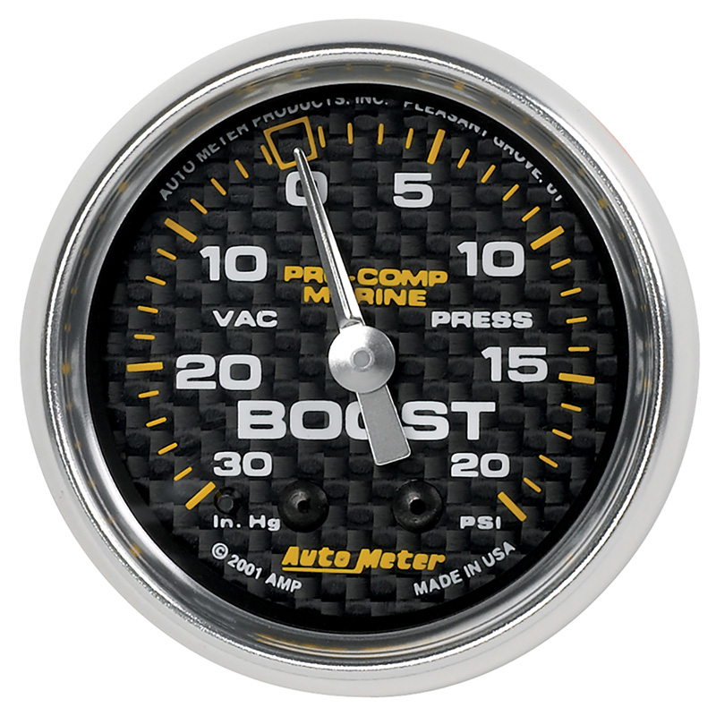 AutoMeter | GAUGE, VAC/BOOST, 2 1/16", 30INHG-20PSI, MECHANICAL, MARINE CARBON FIBER