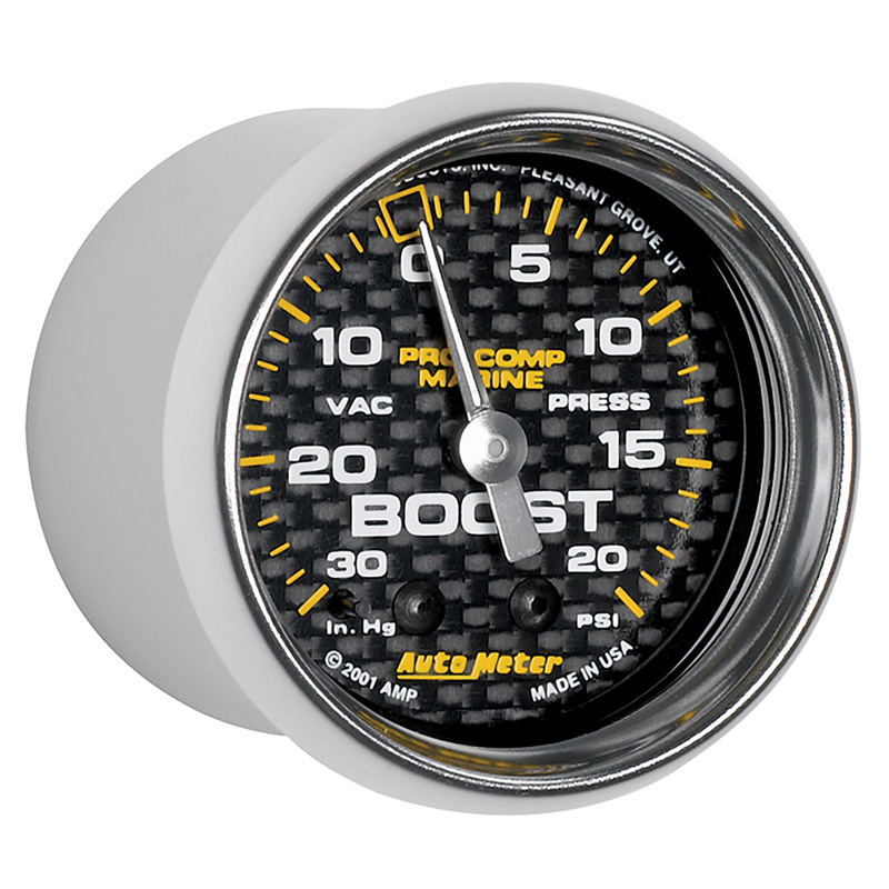 AutoMeter | GAUGE, VAC/BOOST, 2 1/16", 30INHG-20PSI, MECHANICAL, MARINE CARBON FIBER
