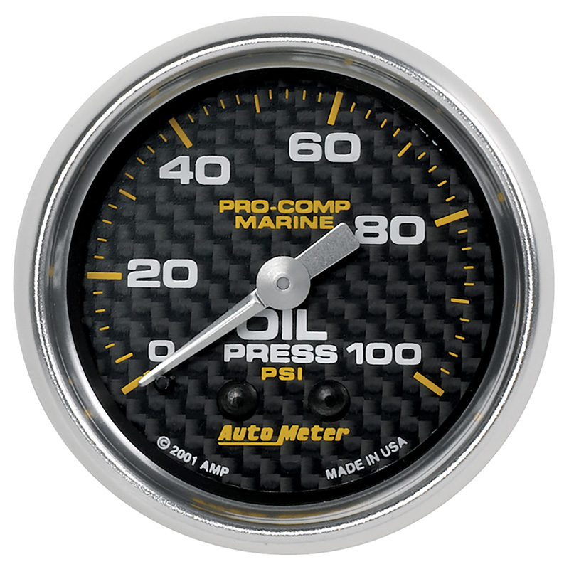 AutoMeter | GAUGE, OIL PRESSURE, 2 1/16", 100PSI, MECHANICAL, MARINE CARBON FIBER