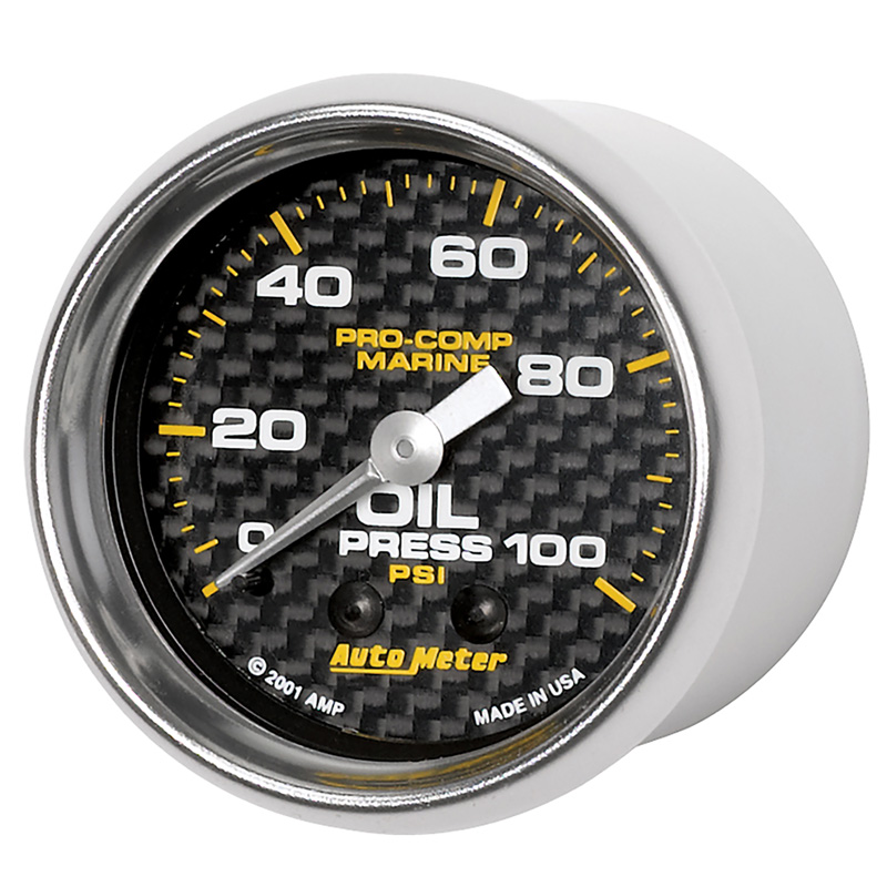 AutoMeter | GAUGE, OIL PRESSURE, 2 1/16", 100PSI, MECHANICAL, MARINE CARBON FIBER