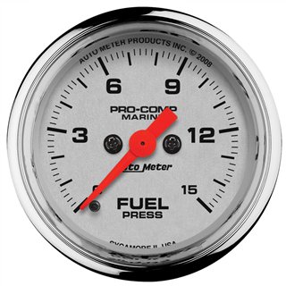 AutoMeter | GAUGE, FUEL PRESSURE, 2 1/16", 15PSI, DIGITAL STEPPER MOTOR, MARINE CHROME