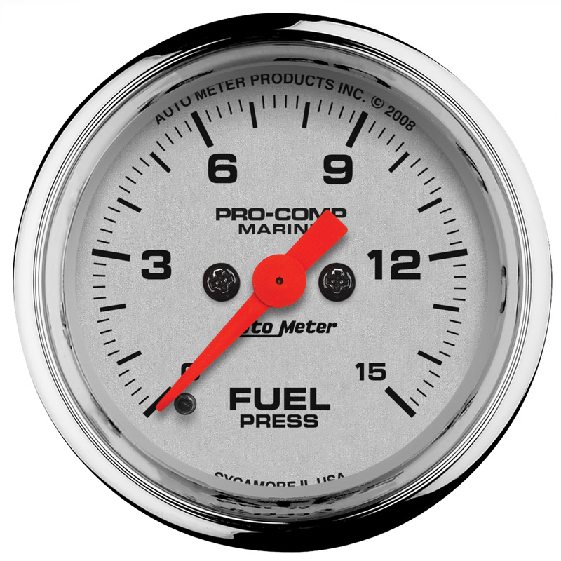 AutoMeter | GAUGE, FUEL PRESSURE, 2 1/16", 15PSI, DIGITAL STEPPER MOTOR, MARINE CHROME