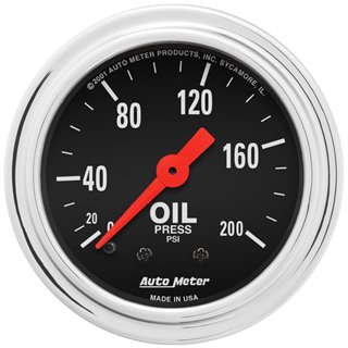 AutoMeter | GAUGE, OIL PRESSURE, 2 1/16", 200PSI, MECHANICAL, TRADITIONAL CHROME