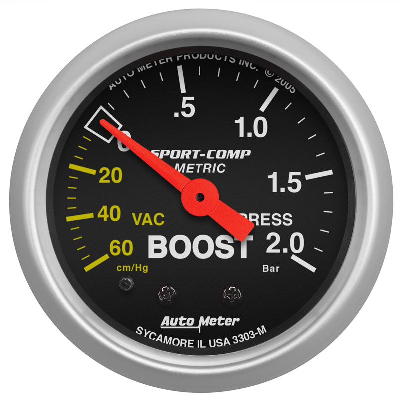AutoMeter | GAUGE, VAC/BOOST, 2 1/16", 60CMHG - 2.0BAR, MECHANICAL, SPORT-COMP