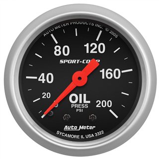 AutoMeter | GAUGE, OIL PRESSURE, 2 1/16", 200PSI, MECHANICAL, SPORT-COMP