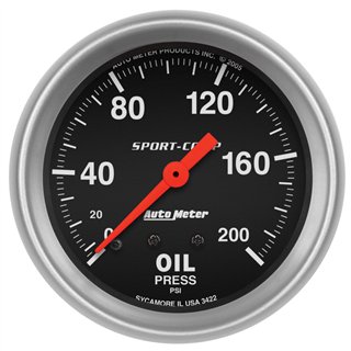 AutoMeter | GAUGE, OIL PRESSURE, 2 5/8", 200PSI, MECHANICAL, SPORT-COMP