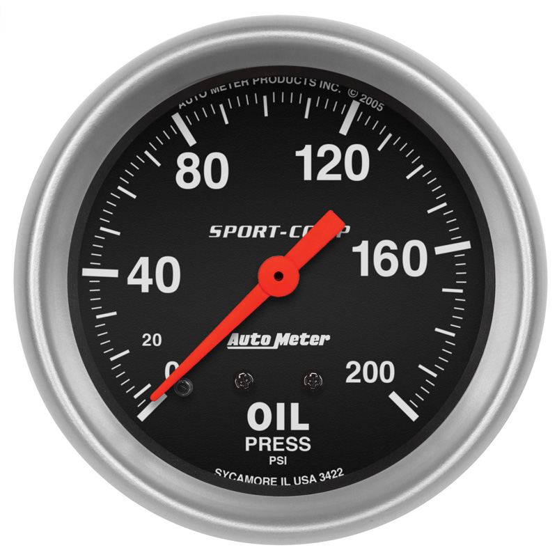 AutoMeter | GAUGE, OIL PRESSURE, 2 5/8", 200PSI, MECHANICAL, SPORT-COMP