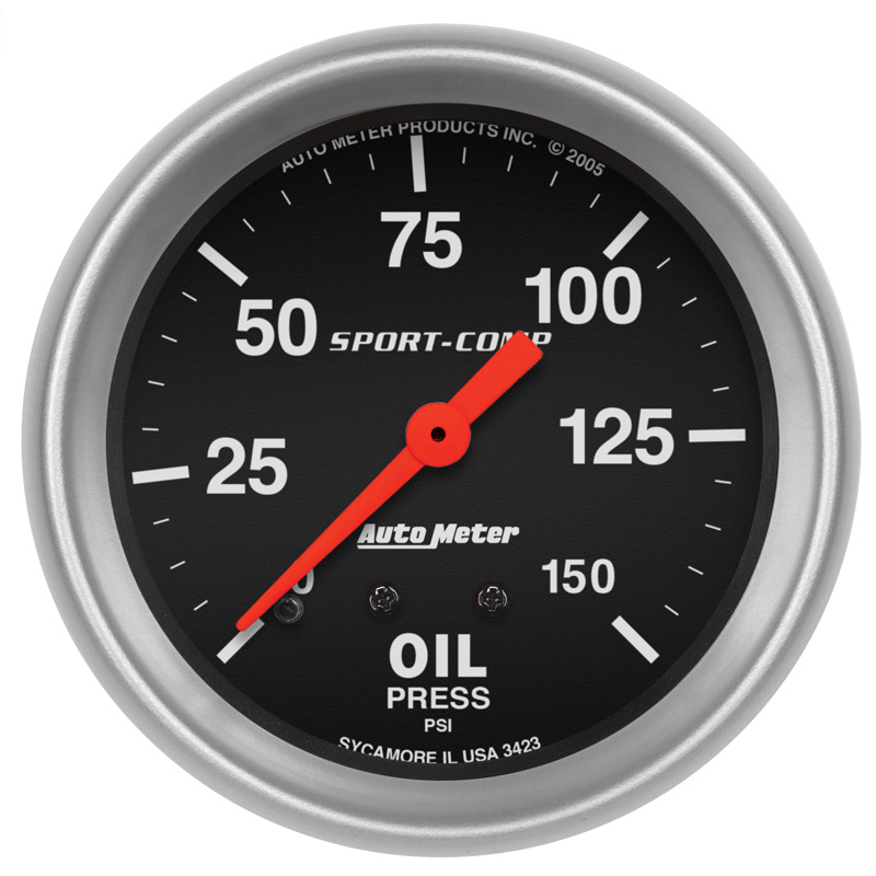 AutoMeter | GAUGE, OIL PRESSURE, 2 5/8", 150PSI, MECHANICAL, SPORT-COMP