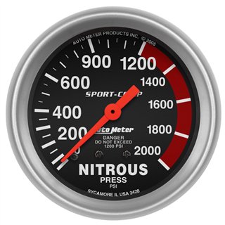 AutoMeter | GAUGE, NITROUS PRESSURE, 2 5/8", 2000PSI, MECHANICAL, SPORT-COMP