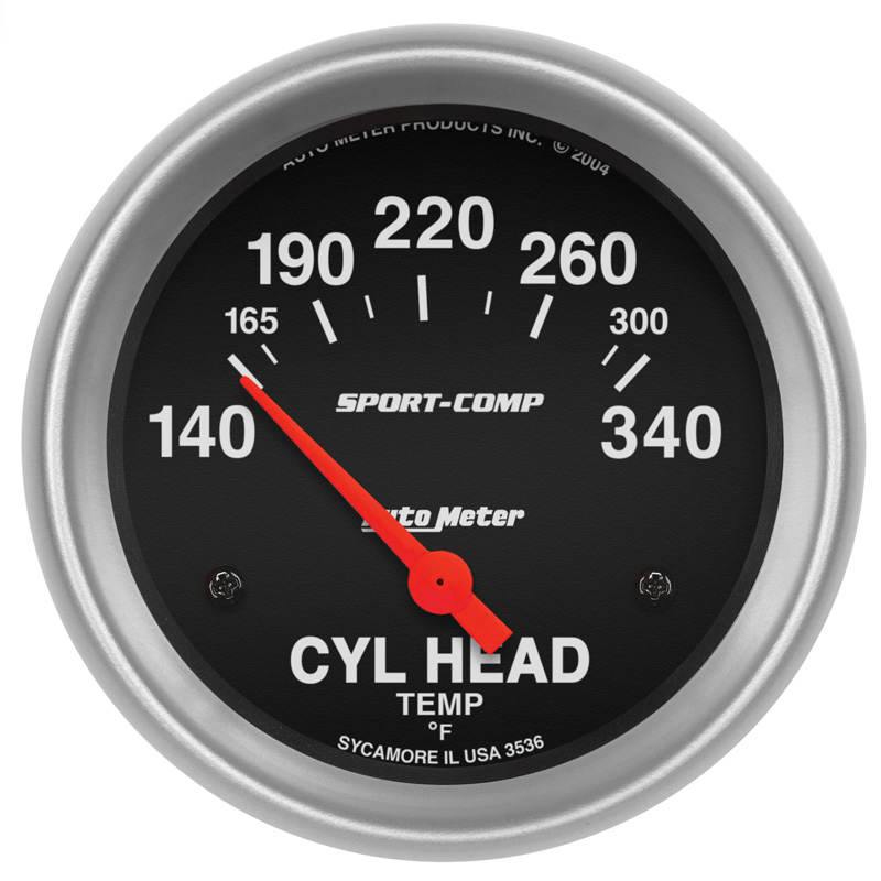 AutoMeter | GAUGE, CYLINDER HEAD TEMP, 2 5/8", 140-340?F, ELECTRIC, SPORT-COMP