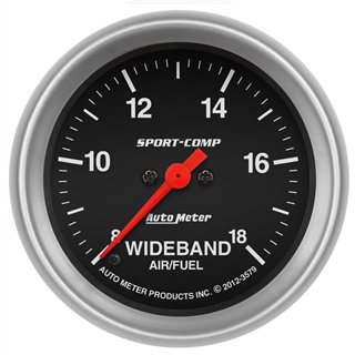 AutoMeter | GAUGE, AIR/FUEL RATIO-WIDEBAND, ANALOG, 2 5/8", 8:1-18:1, STPR MTR, SPORT-COMP