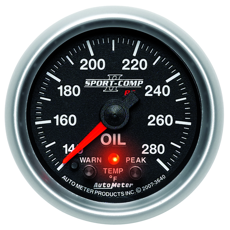 AutoMeter | GAUGE, OIL TEMP, 2 1/16", 140-280?F, STEPPER MOTOR W/PEAK & WARN, SPORT-COMP II