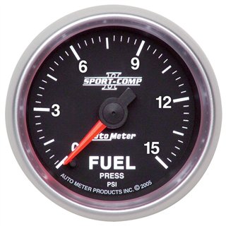 AutoMeter | GAUGE, FUEL PRESSURE, 2 1/16", 15PSI, DIGITAL STEPPER MOTOR, SPORT-COMP II