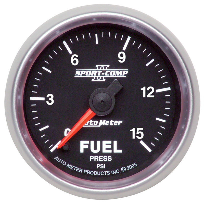 AutoMeter | GAUGE, FUEL PRESSURE, 2 1/16", 15PSI, DIGITAL STEPPER MOTOR, SPORT-COMP II