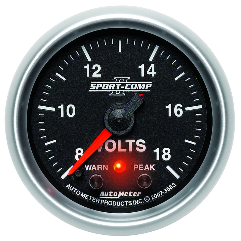 AutoMeter | GAUGE, VOLTMETER, 2 1/16", 18V, DIGITAL STEPPER MOTOR W/PK & WRN, SPORT-COMP II