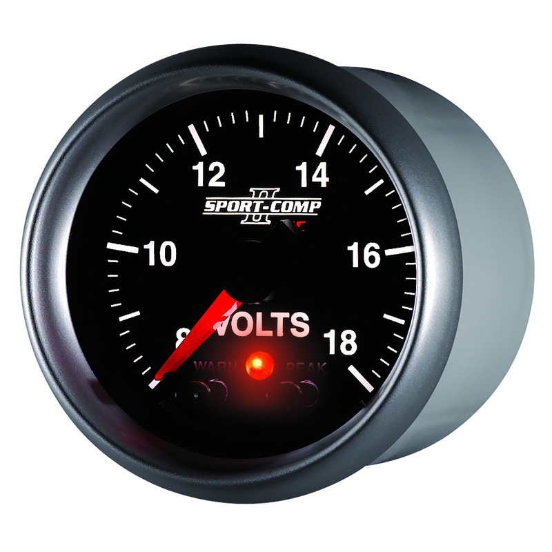 AutoMeter | GAUGE, VOLTMETER, 2 1/16", 18V, DIGITAL STEPPER MOTOR W/PK & WRN, SPORT-COMP II