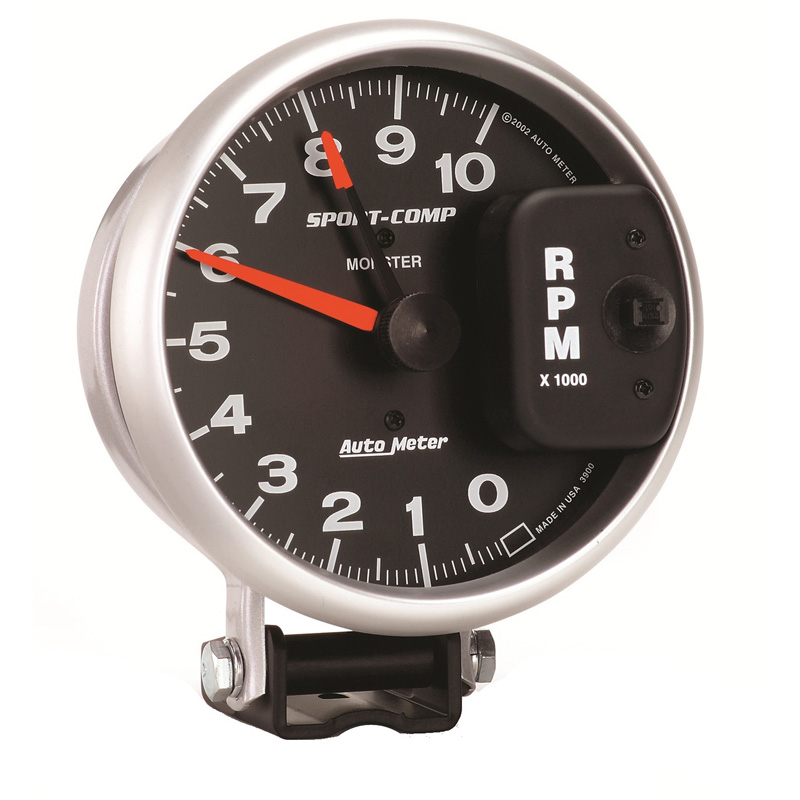 AutoMeter | GAUGE, TACHOMETER, 5", 10K RPM, PEDESTAL W/ RED LINE, SPORT-COMP
