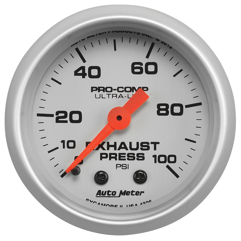 AutoMeter | GAUGE, EXHAUST PRESS, 2 1/16", 100PSI, MECHANICAL, ULTRA-LITE