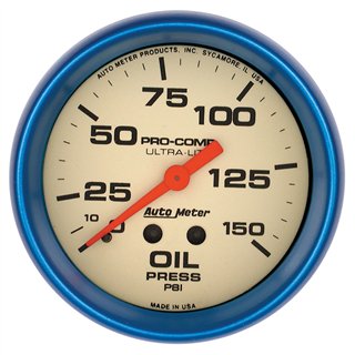 AutoMeter | GAUGE, OIL PRESS, 2 5/8", 150PSI, MECH., GLOW IN THE DARK, ULTRA-NITE