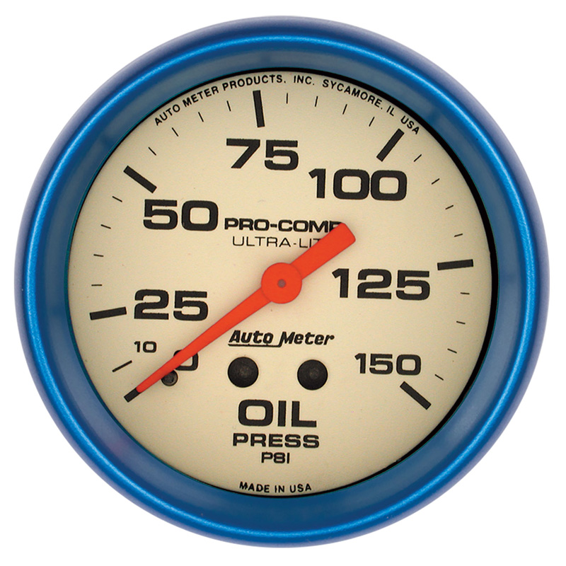 AutoMeter | GAUGE, OIL PRESS, 2 5/8", 150PSI, MECH., GLOW IN THE DARK, ULTRA-NITE