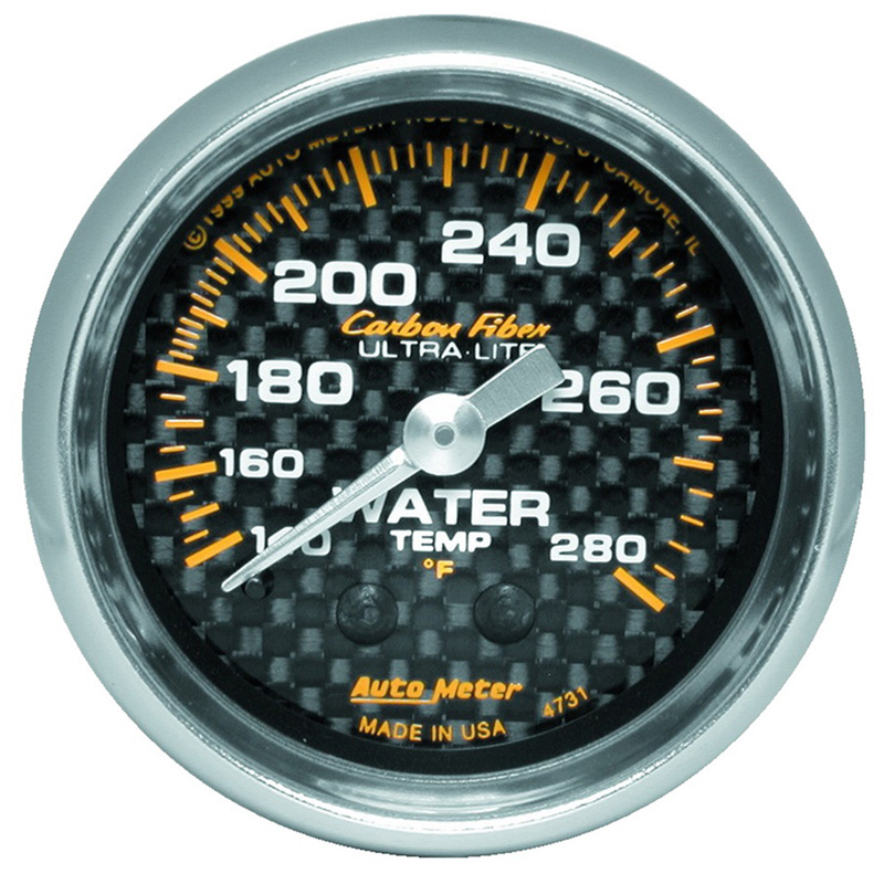 AutoMeter | GAUGE, WATER TEMP, 2 1/16", 140-280?F, MECHANICAL, CARBON FIBER