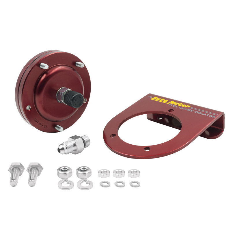 AutoMeter | FUEL PRESS ISOLATOR KIT, FOR 15 PSI GAUGES, RED ANODIZED ALUMINUM, -4AN FITTINGS