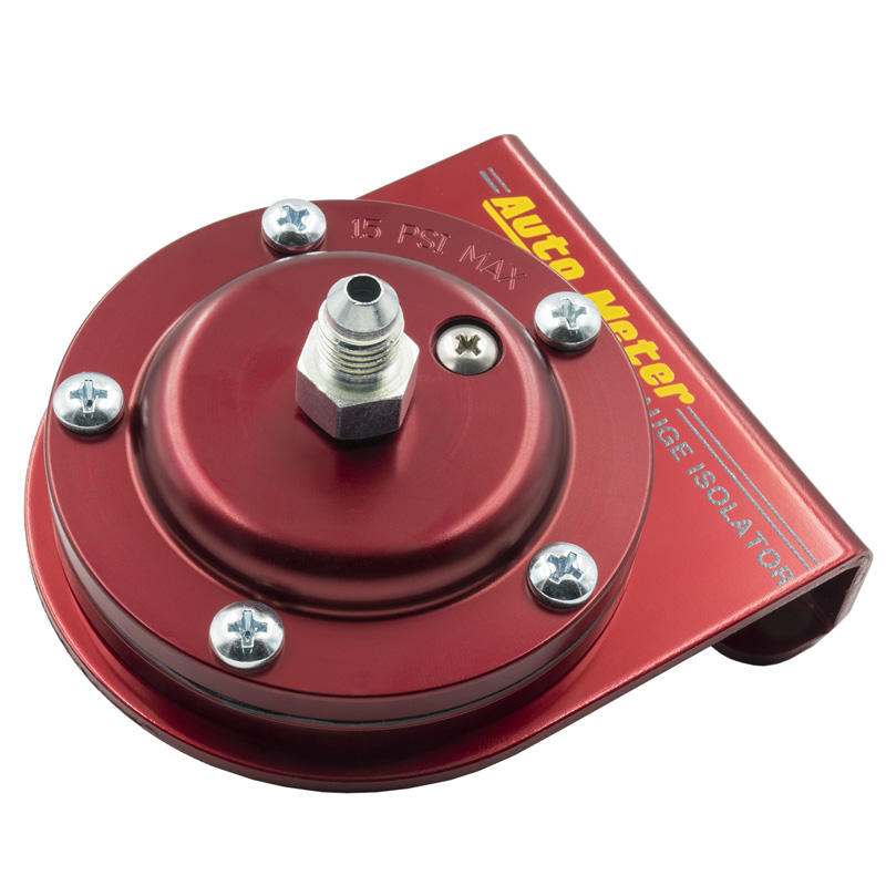 AutoMeter | FUEL PRESS ISOLATOR KIT, FOR 15 PSI GAUGES, RED ANODIZED ALUMINUM, -4AN FITTINGS